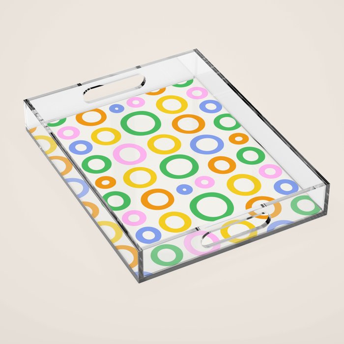 Fun colorful circle cartoon doodle pattern Acrylic Tray Gallery Image 1