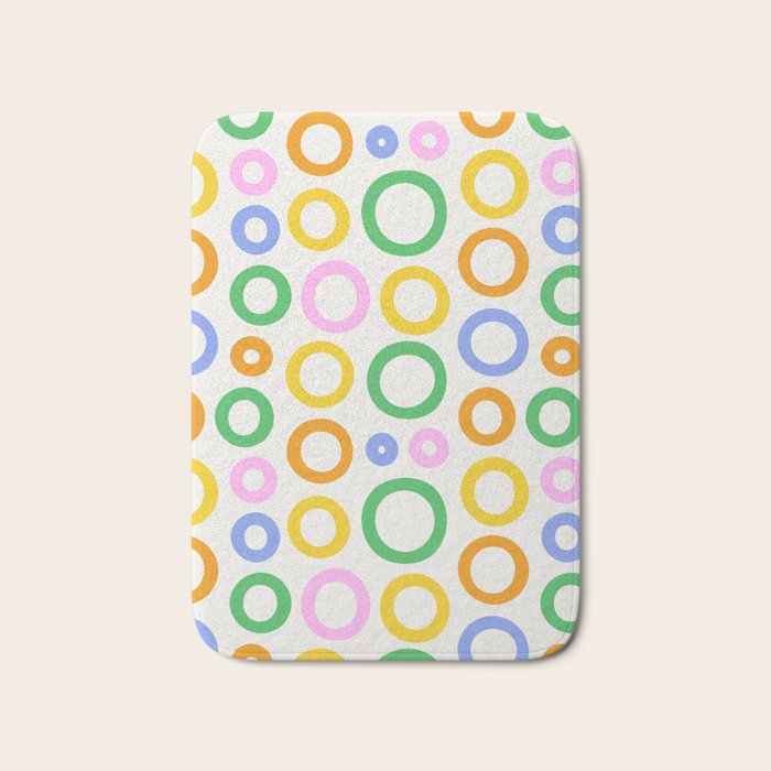 Fun colorful circle cartoon doodle pattern Bath Mat Gallery Image 1