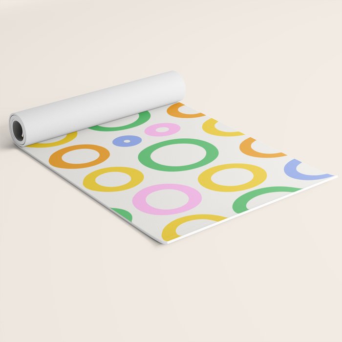 Fun colorful circle cartoon doodle pattern Yoga Mat Gallery Image 2