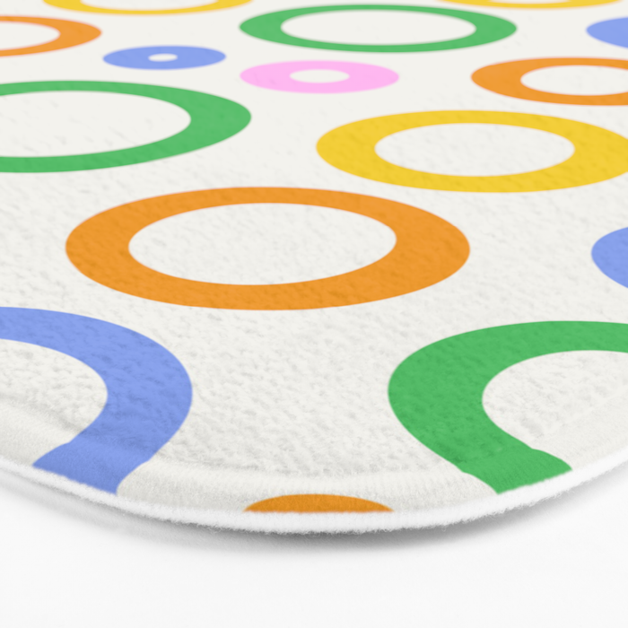 Fun colorful circle cartoon doodle pattern Bath Mat Gallery Image 3