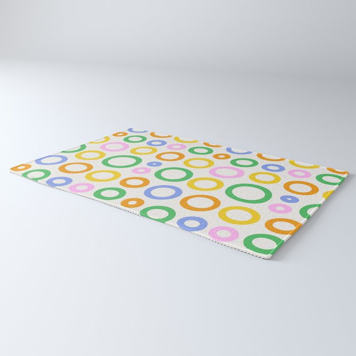 Fun colorful circle cartoon doodle pattern Rug Gallery Image 3