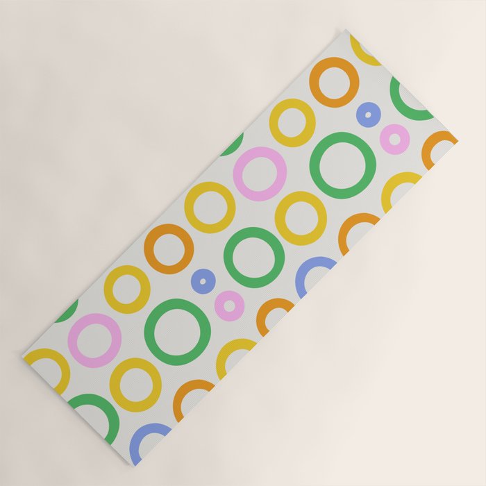 Fun colorful circle cartoon doodle pattern Yoga Mat Gallery Image 1