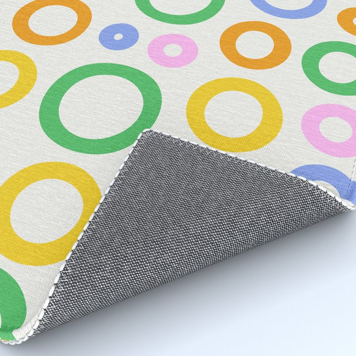 Fun colorful circle cartoon doodle pattern Rug Gallery Image 4