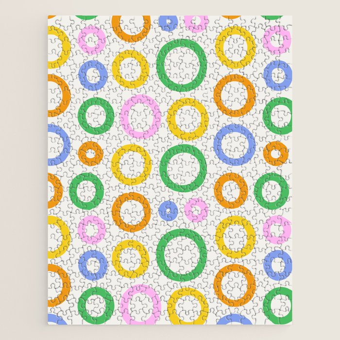 Fun colorful circle cartoon doodle pattern Jigsaw Puzzle Gallery Image 1