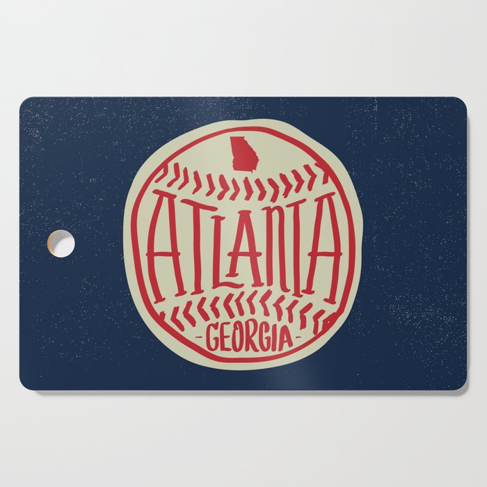 Atlanta Georgia Baseball - Hand Drawn, Script Typography Cutting Board Gallery Image 1