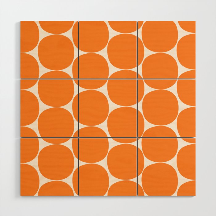 Mid-Century Mod Minimalist Dot Pattern in Orange Wood Wall Art Gallery Image 1