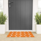 Mid-Century Mod Minimalist Dot Pattern in Orange Welcome Mat Gallery Image 3