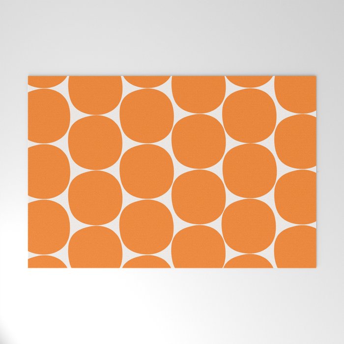 Mid-Century Mod Minimalist Dot Pattern in Orange Welcome Mat Gallery Image 1