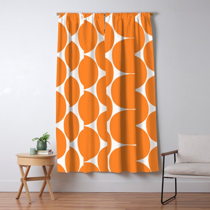 Mid-Century Mod Minimalist Dot Pattern in Orange Window Curtain Gallery Image 5