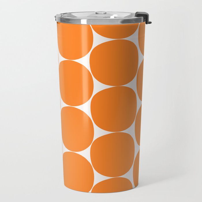 Mid-Century Mod Minimalist Dot Pattern in Orange Travel Mug Gallery Image 2