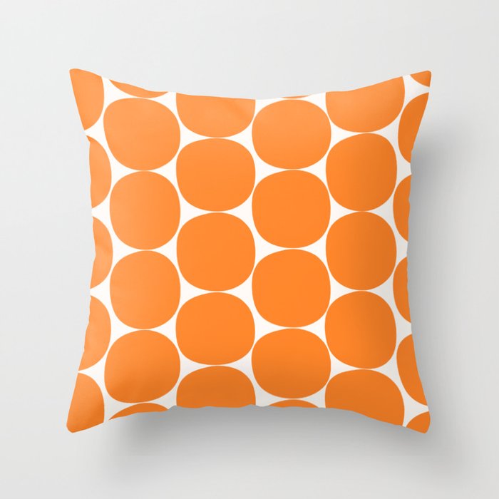 Mid-Century Mod Minimalist Dot Pattern in Orange Throw Pillow Gallery Image 6