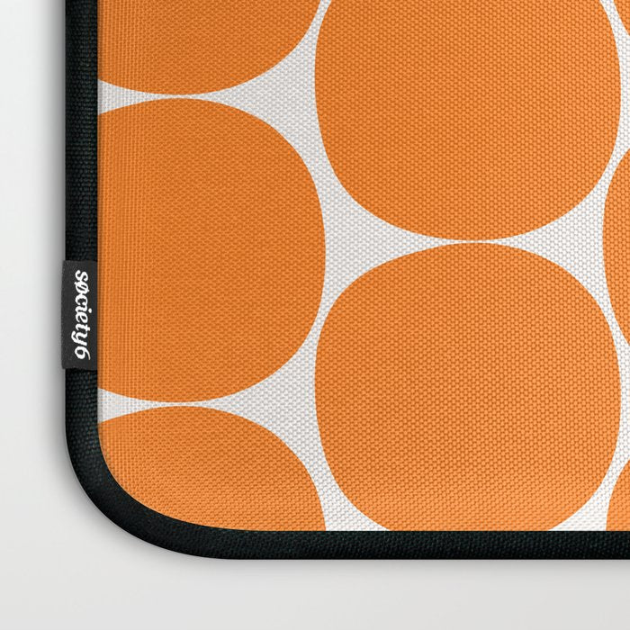 Mid-Century Mod Minimalist Dot Pattern in Orange Laptop Sleeve Gallery Image 3