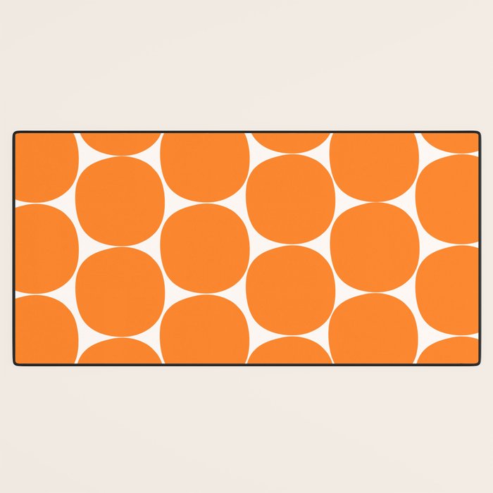 Mid-Century Mod Minimalist Dot Pattern in Orange Desk Mat Gallery Image 3