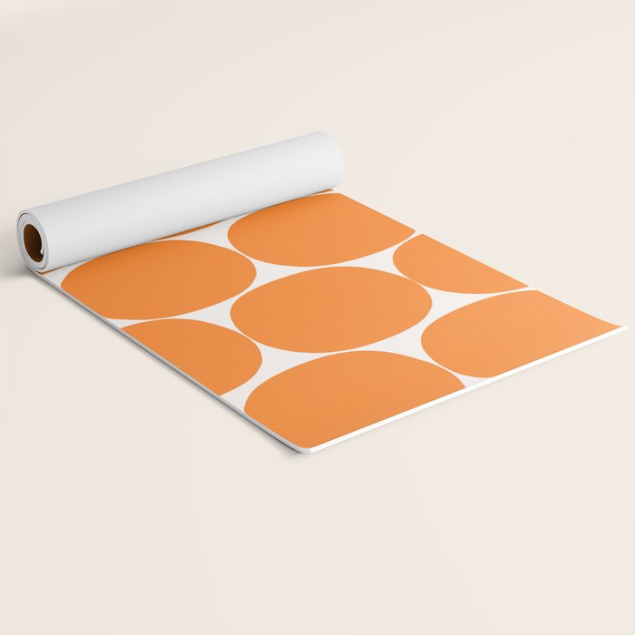 Mid-Century Mod Minimalist Dot Pattern in Orange Yoga Mat Gallery Image 2