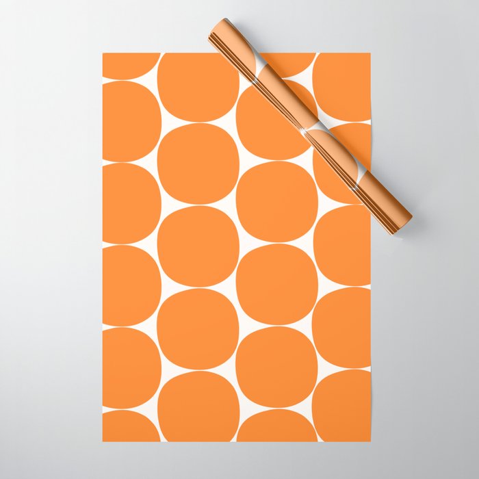 Mid-Century Mod Minimalist Dot Pattern in Orange Wrapping Paper Gallery Image 1