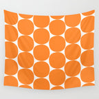 Mid-Century Mod Minimalist Dot Pattern in Orange Wall Tapestry Gallery Image 4
