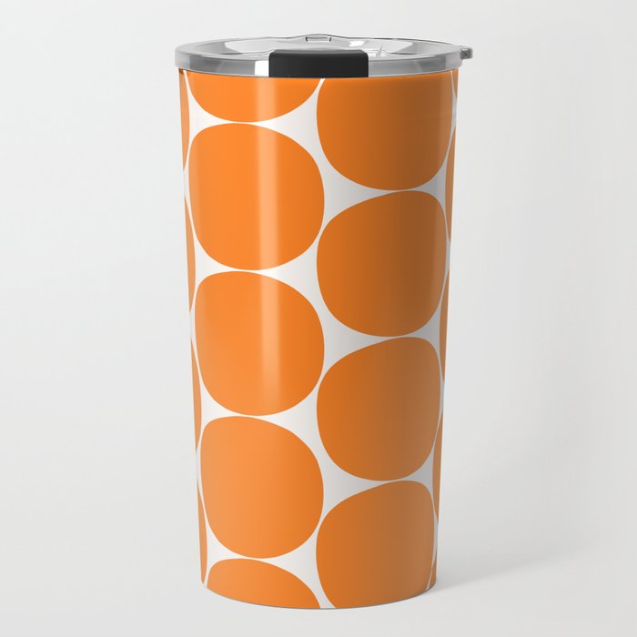 Mid-Century Mod Minimalist Dot Pattern in Orange Travel Mug Gallery Image 1