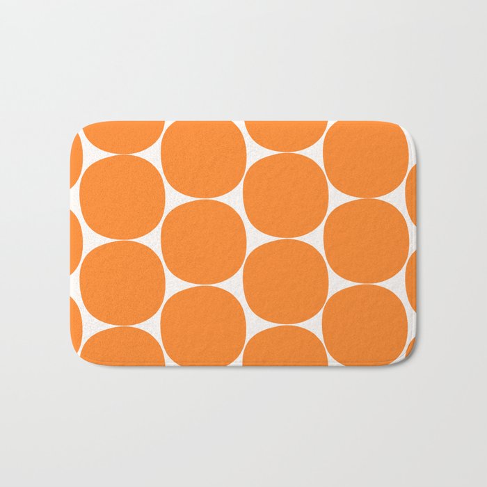 Mid-Century Mod Minimalist Dot Pattern in Orange Bath Mat Gallery Image 1