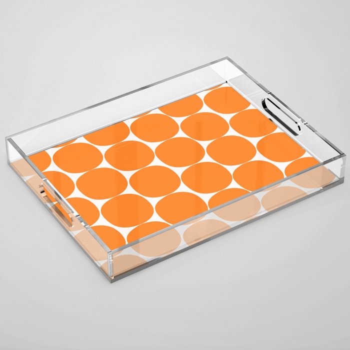 Mid-Century Mod Minimalist Dot Pattern in Orange Acrylic Tray Gallery Image 1