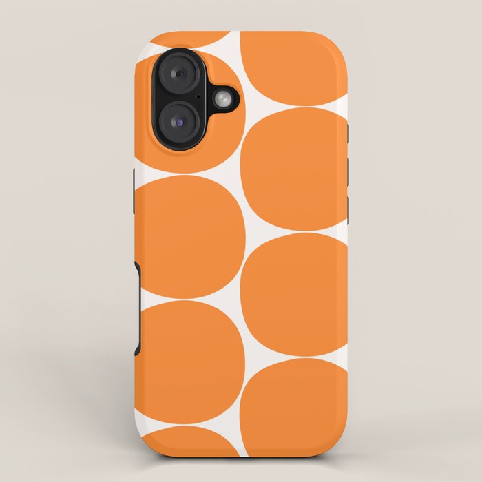 Mid-Century Mod Minimalist Dot Pattern in Orange iPhone Case Gallery Image 1