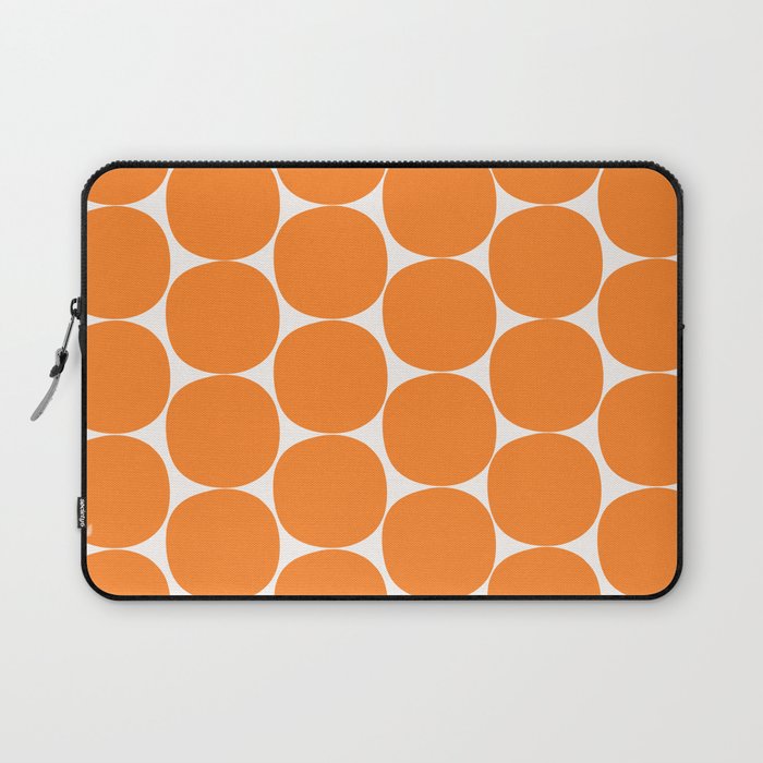 Mid-Century Mod Minimalist Dot Pattern in Orange Laptop Sleeve Gallery Image 1