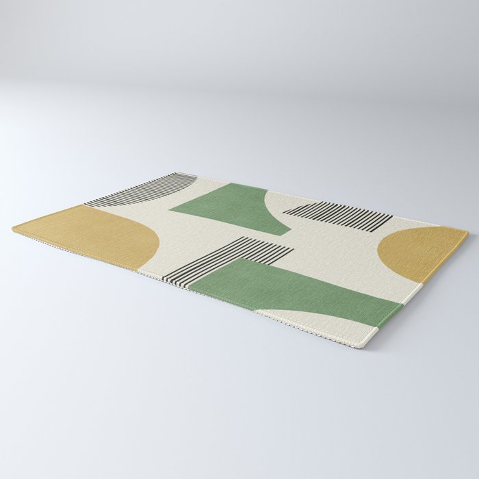 Abstract Lines Composition - Green Yellow Rug Gallery Image 3
