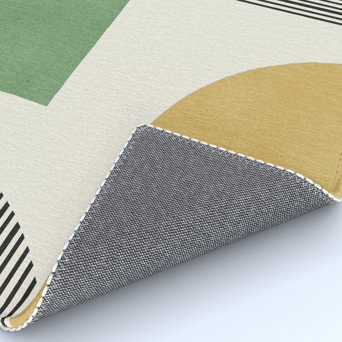 Abstract Lines Composition - Green Yellow Rug Gallery Image 4
