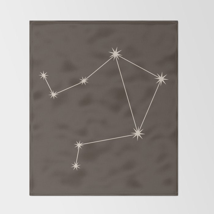 Libra Zodiac Star Constellation Line Art Coffee Brown Throw Blanket Gallery Image 2