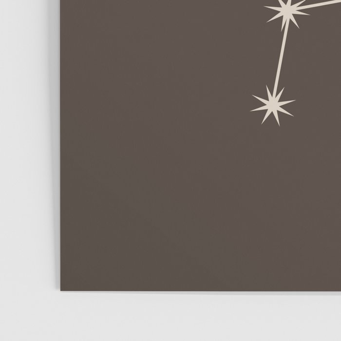 Libra Zodiac Star Constellation Line Art Coffee Brown Poster Gallery Image 3