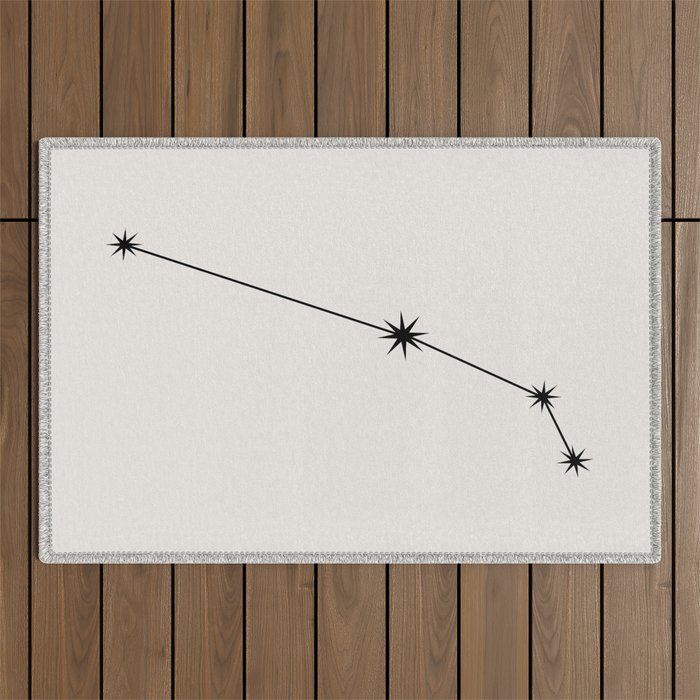 Aries Zodiac Star Constellation Line Art White Outdoor Rug Gallery Image 1