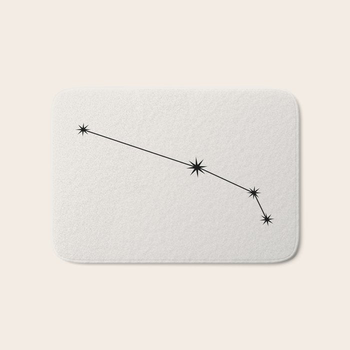 Aries Zodiac Star Constellation Line Art White Bath Mat Gallery Image 1