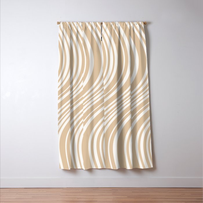 Wavy Stripes XLIII - Neutral Tan Window Curtain Gallery Image 3