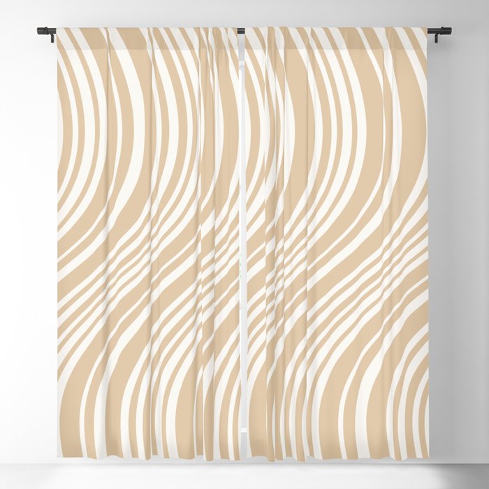 Wavy Stripes XLIII - Neutral Tan Window Curtain Gallery Image 1