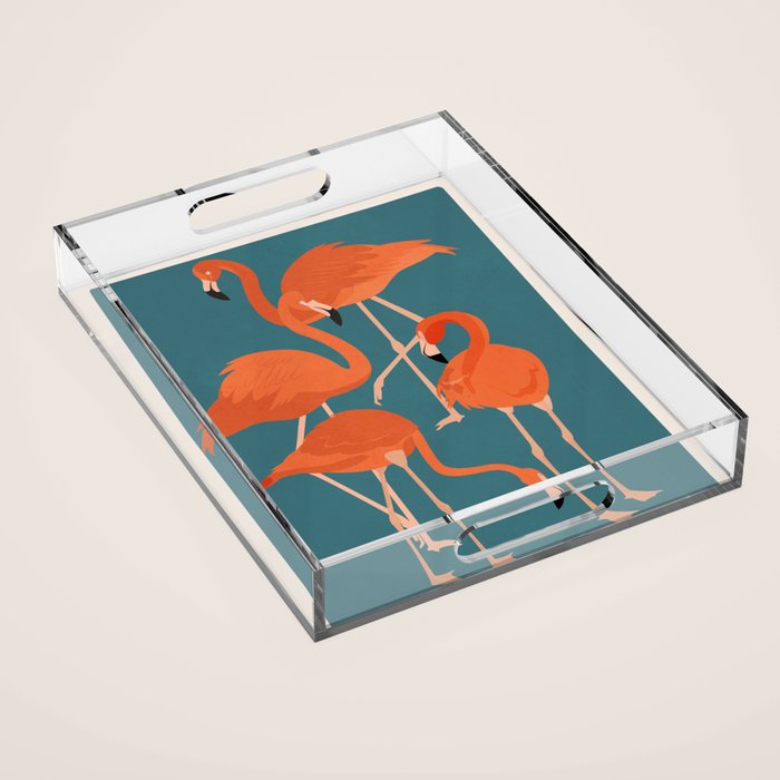 Graceful Flamingos 3 Acrylic Tray Gallery Image 1