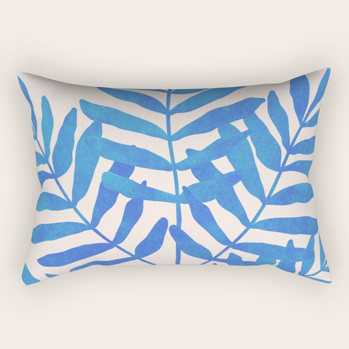 Blue Fern Leaf Rectangular Pillow Gallery Image 2