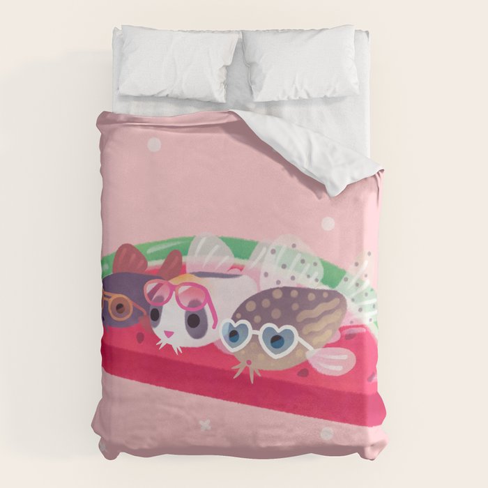 Cory cats in the swimming pool Duvet Cover Gallery Image 6