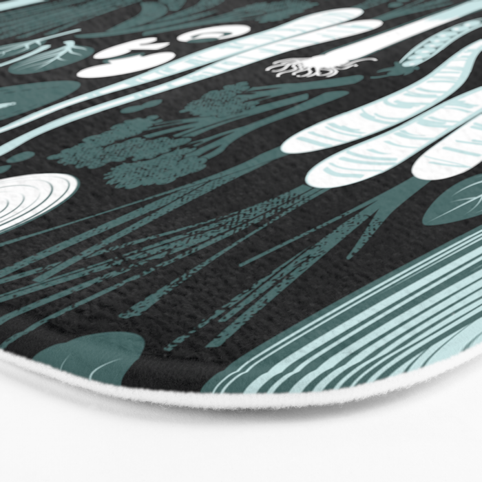 Go veggie // black background pine and mint vegetables Bath Mat Gallery Image 3