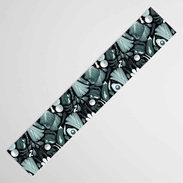Go veggie // black background pine and mint vegetables Table Runner Gallery Image 3