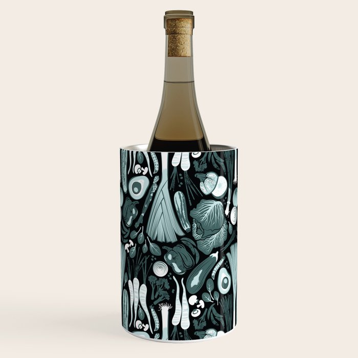 Go veggie // black background pine and mint vegetables Wine Chiller Gallery Image 1
