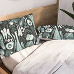 Go veggie // black background pine and mint vegetables Pillow Sham Gallery Image 2