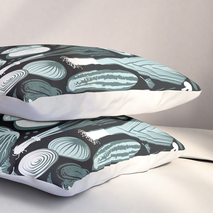 Go veggie // black background pine and mint vegetables Pillow Sham Gallery Image 3