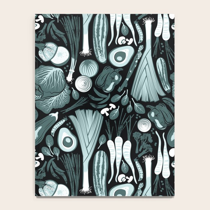 Go veggie // black background pine and mint vegetables Notebook Gallery Image 4
