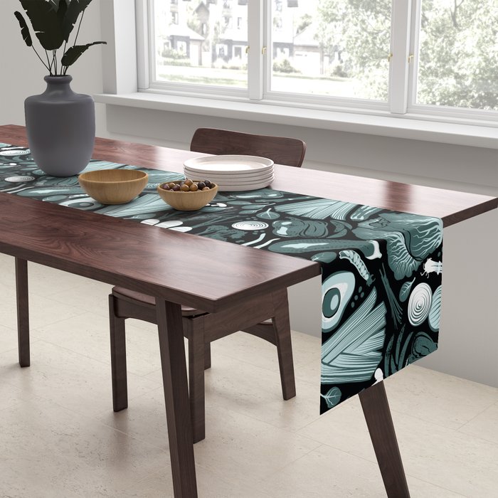 Go veggie // black background pine and mint vegetables Table Runner Gallery Image 2