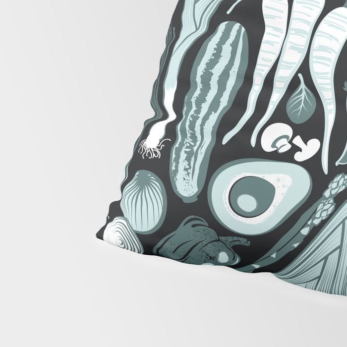 Go veggie // black background pine and mint vegetables Pillow Sham Gallery Image 4