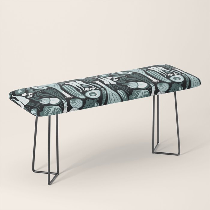 Go veggie // black background pine and mint vegetables Bench Gallery Image 1