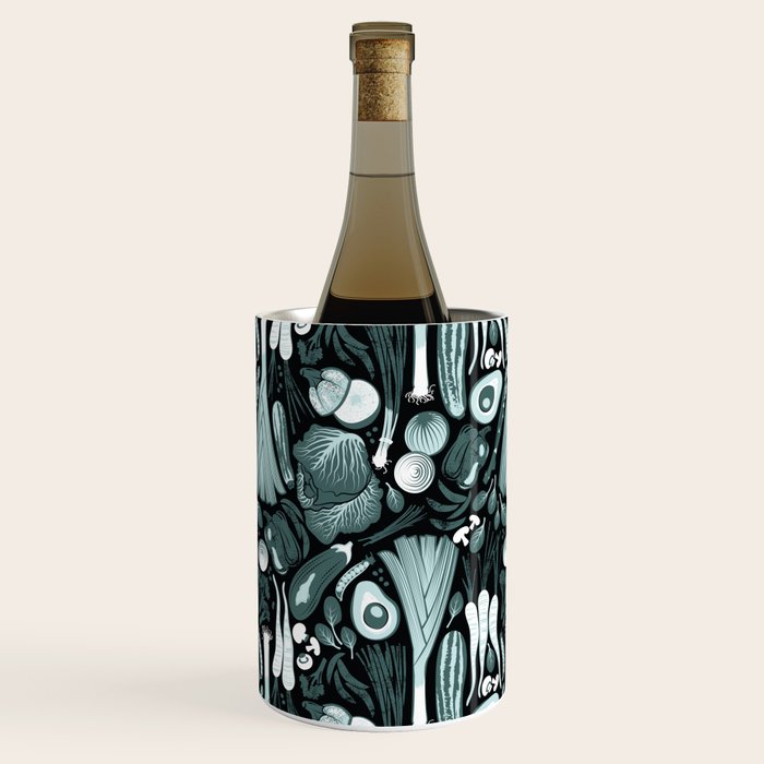 Go veggie // black background pine and mint vegetables Wine Chiller Gallery Image 2