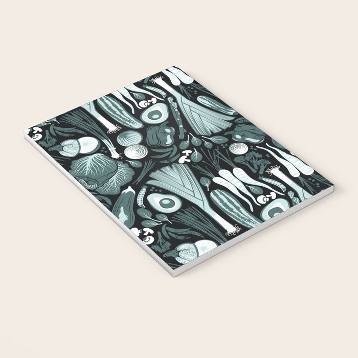 Go veggie // black background pine and mint vegetables Notebook Gallery Image 3