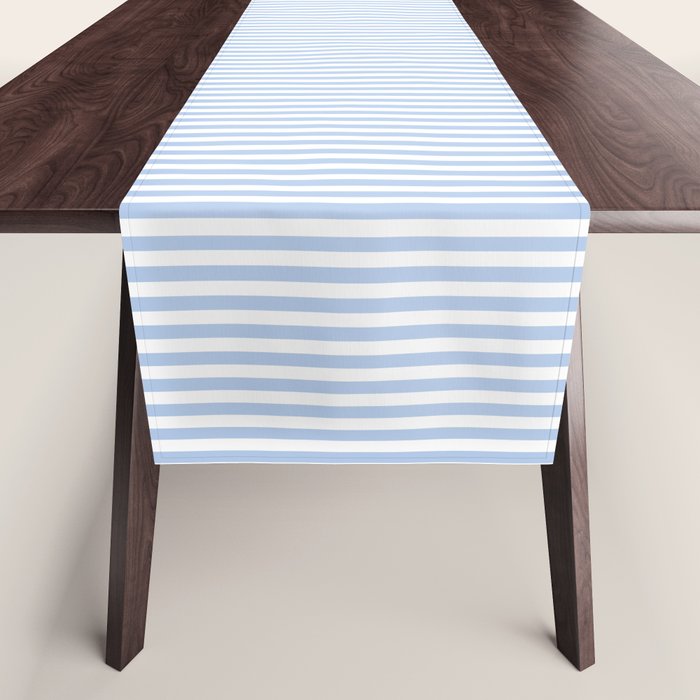 Light Pastel Blue and White Stripes - Classic Striped Pattern Table Runner Gallery Image 1
