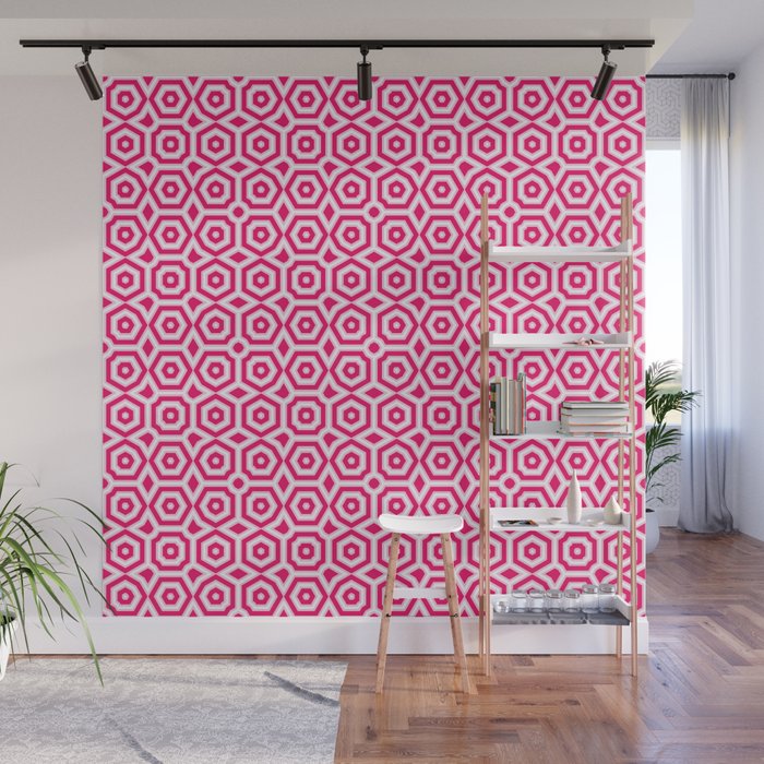 Red and white ornament art deco geometry Wall Mural Gallery Image 1