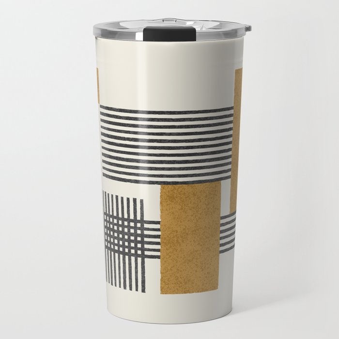 Stripes and Square Composition - Abstract Travel Mug Gallery Image 1